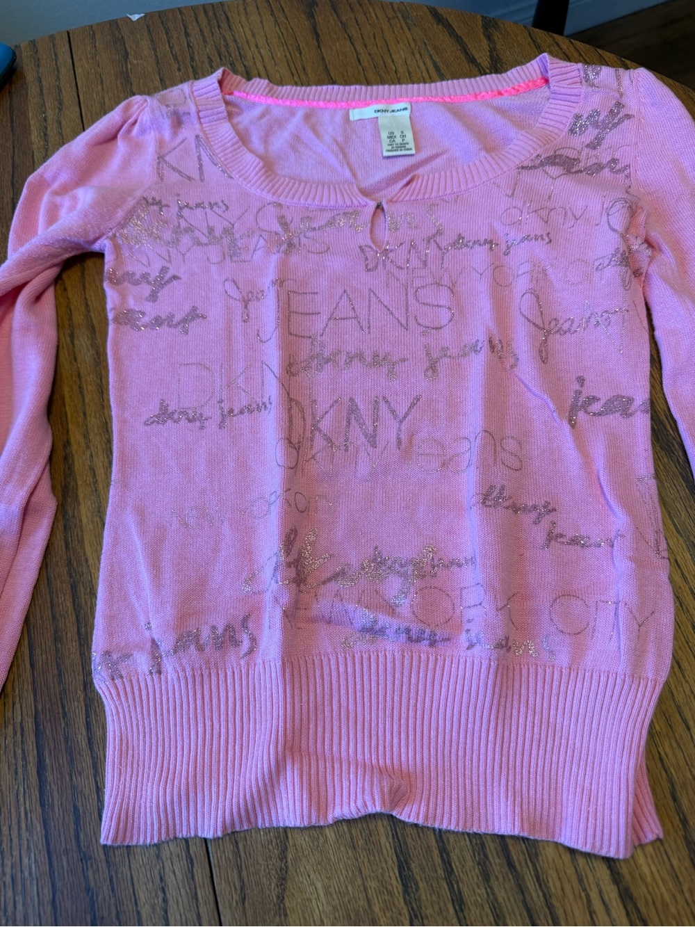 Vintage y2k long sleeve fall transition Jeans Women's Pink Logo Sweater